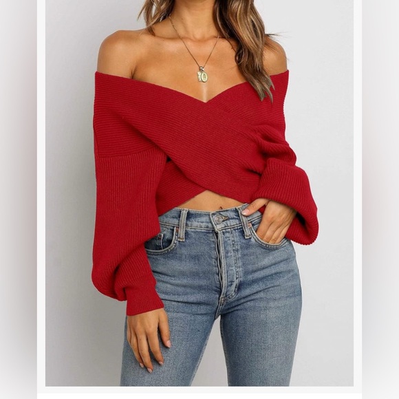 New With Tags ZCSIA Women's Wrap V Neck Cropped Sweaters 2024 Fall - Picture 3 of 6